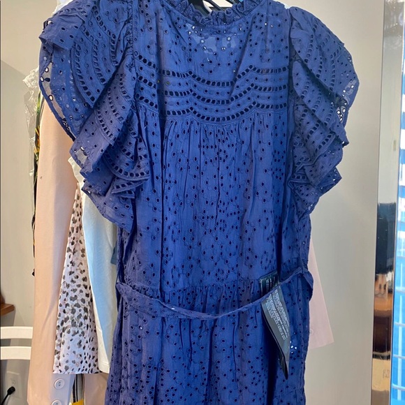 BCBGMaxAzria Eyelet Ruffle Dress -Pacific Blue New - Picture 11 of 12